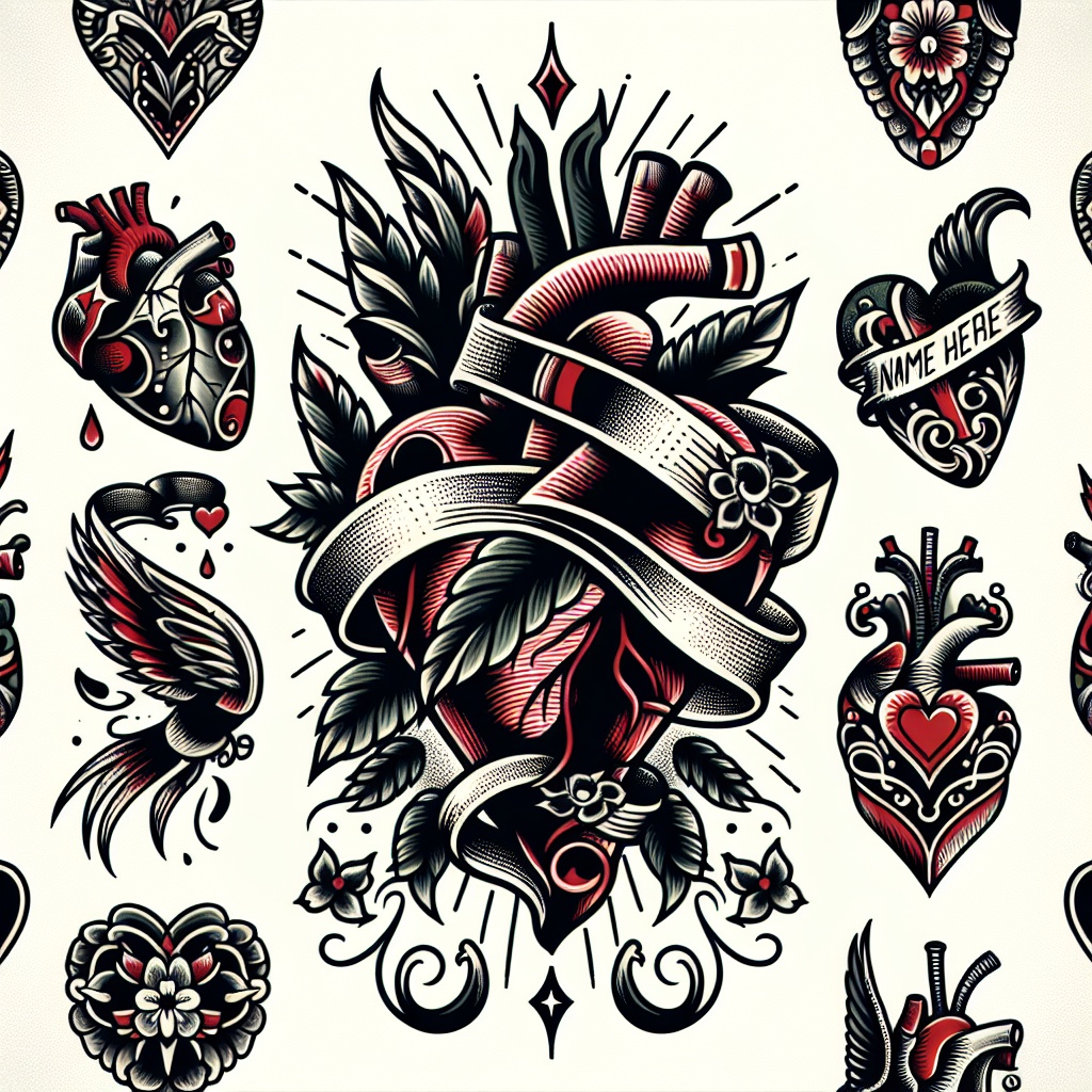 American Traditional Heart Tattoo Generator